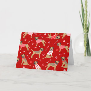 Valentine Border Terrier Pattern Holiday Card