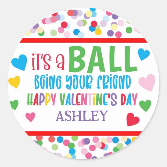 Valentine Bouncy Ball Sticker (Front)