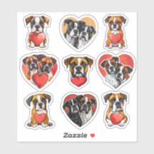 Valentine Boxer Dog set of 9 stickers