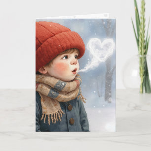 Valentine Boy with Frosty Heart Breath Card