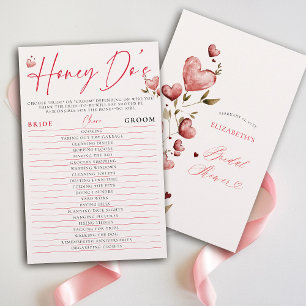 Valentine Bridal Shower Game Honey Do Watercolor Flyer