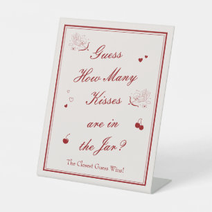 Valentine Bridal Shower Guess How Many Kisses Pedestal Sign