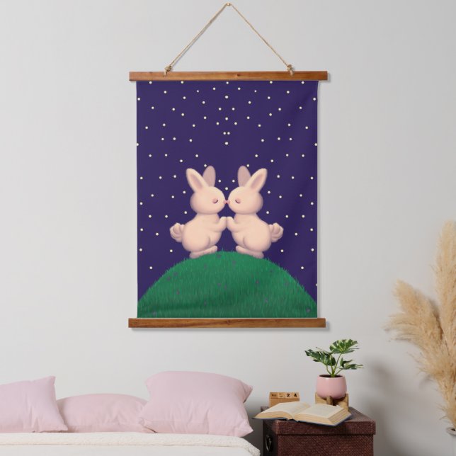 Valentine Bunnies  Hanging Tapestry (Bedroom)