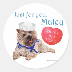Valentine Cairn Terrier Classic Round Sticker