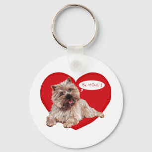 Valentine Cairn Terrier says Be Mine! Keychain