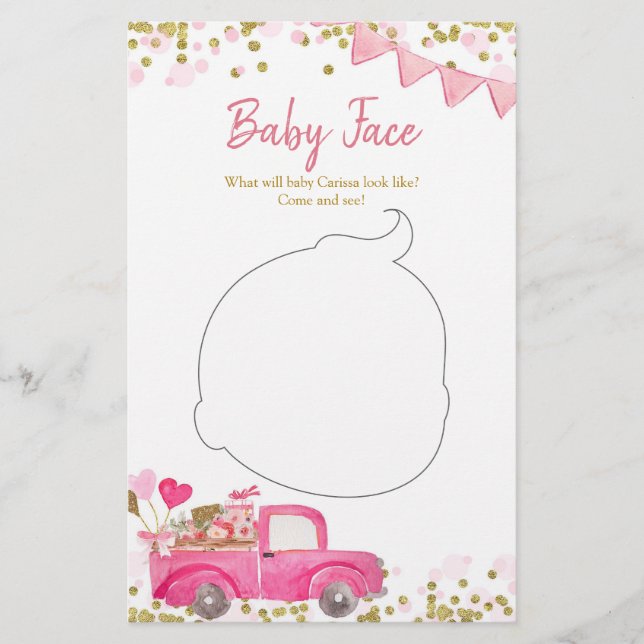 Valentine Camion amour bébé carte visage (Devant)