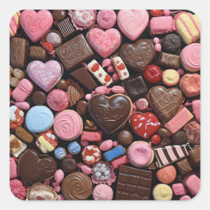 Valentine candies square sticker