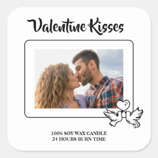 Valentine Candle Label | Sweet Kisses & Love Birds