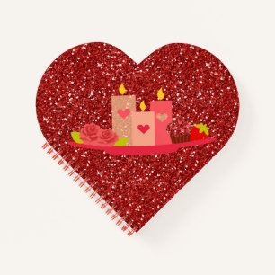Valentine Candles Potpourri Red Faux Glitter Notebook