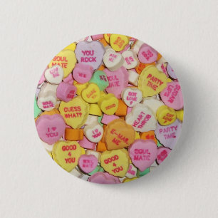 Valentine Candy Hearts 2 Inch Round Button