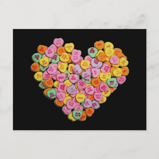Valentine Candy Hearts Heart Holiday Postcard (Front)