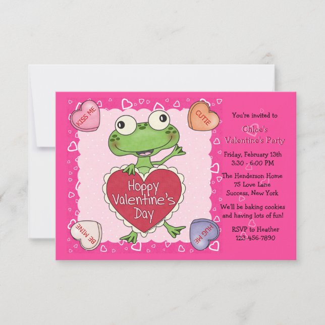 Valentine Candy Hearts Kid's Valentine Party Invitation (Front)