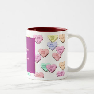 Valentine Candy Hearts Pattern Photo Mug