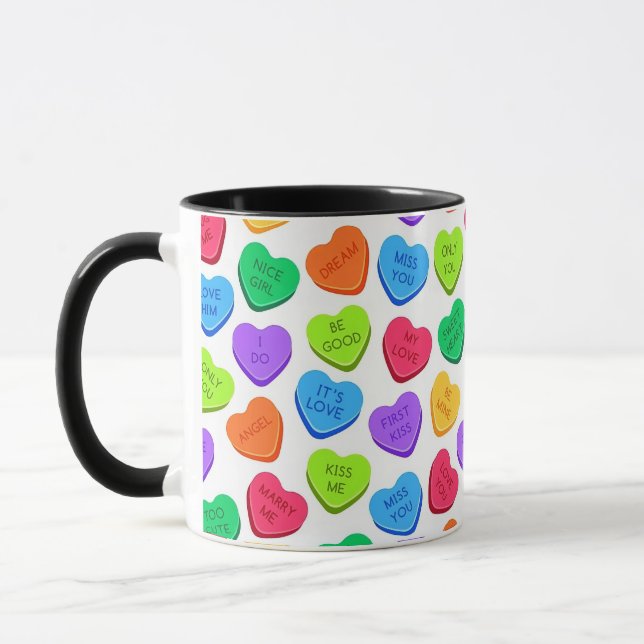 Valentine Candy Hearts Pattern Wrapping Paper | Co Mug (Left)