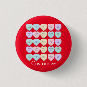 Valentine Candy Hearts Thunder_Cove 1 Inch Round Button