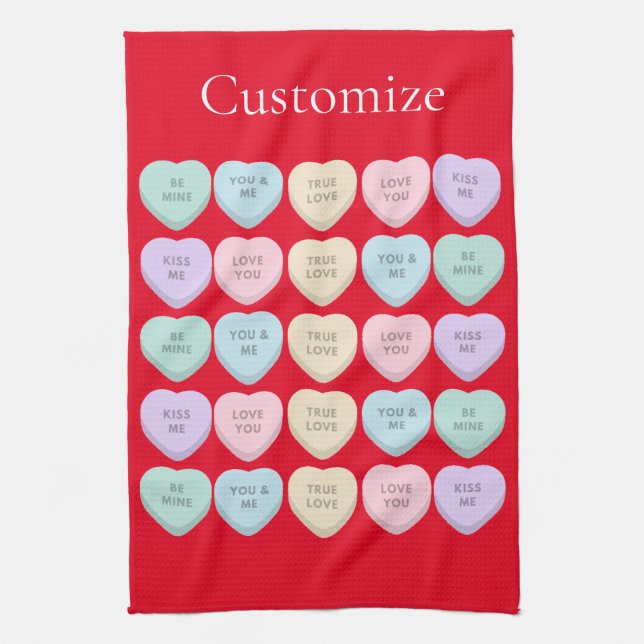 Valentine Candy Hearts Thunder_Cove Kitchen Towel (Vertical)