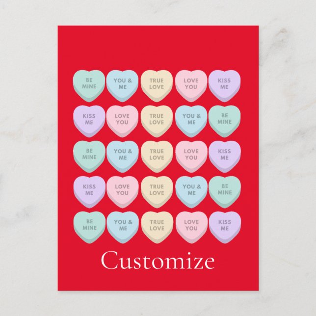 Valentine Candy Hearts Thunder_Cove Postcard (Front)