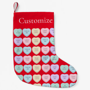 Valentine Candy Hearts Thunder_Cove Small Christmas Stocking