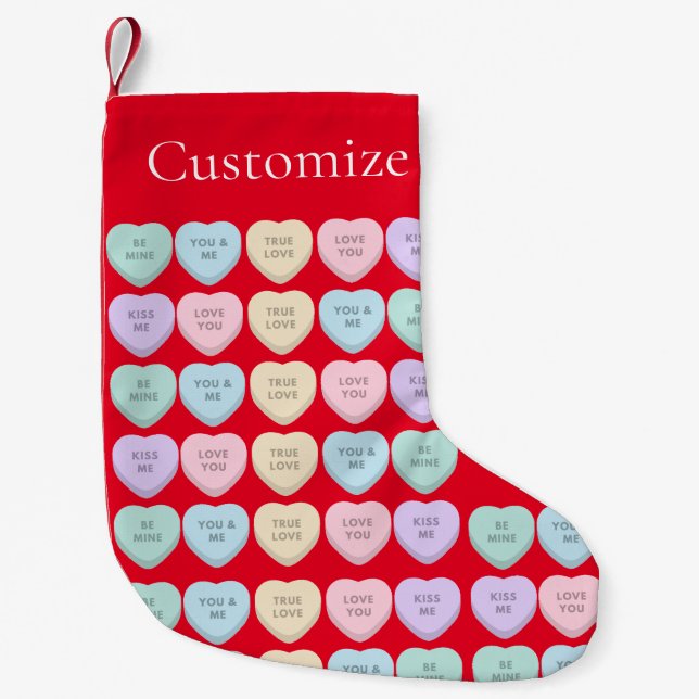 Valentine Candy Hearts Thunder_Cove Small Christmas Stocking (Front)