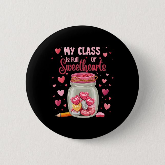 Valentine Candy Jar Teacher  2 Inch Round Button (Front)