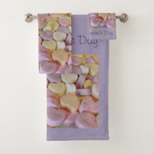 Valentine Candy Sweethearts Day Bath Towel Set