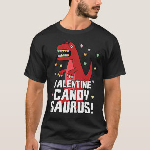 Valentine Candysaurus Red Dinosaur Rex Cute Heart  T-Shirt