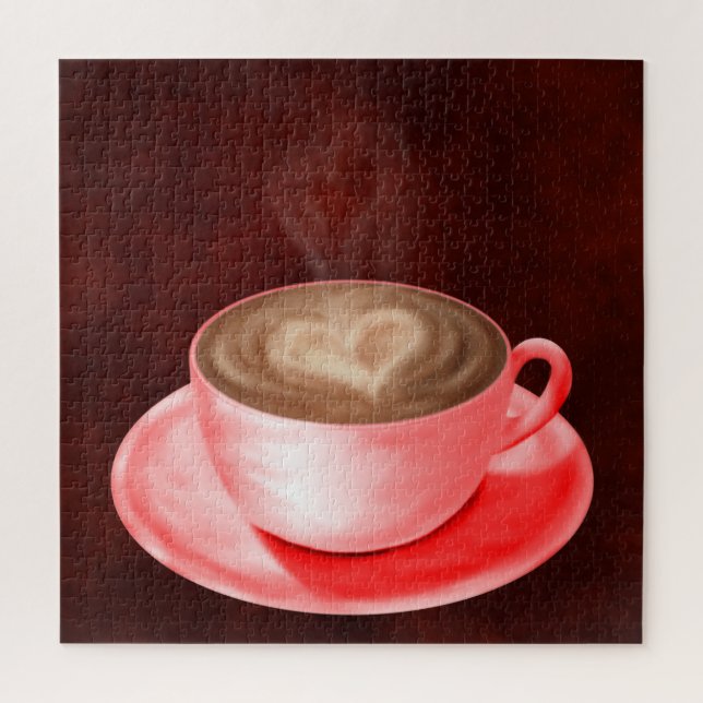 Valentine Cappuccino Art Heart Jigsaw Puzzle (Vertical)