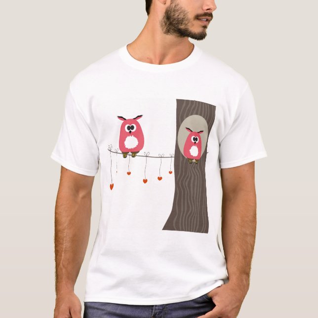 Valentine card with owls couple. T-Shirt (Front)