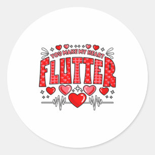 Valentine Cardiac Nurse You Make My Heart Flutter Classic Round Sticker