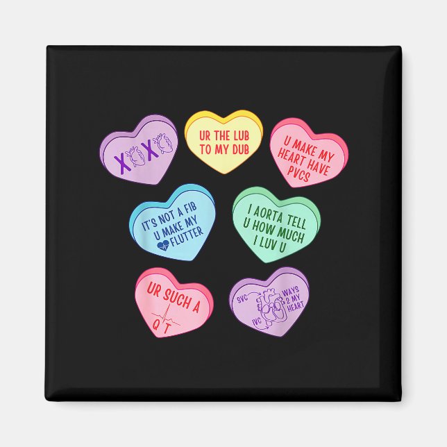 Valentine Cardiologist Hearts Candy Ekg Tech Telem Magnet (Front)