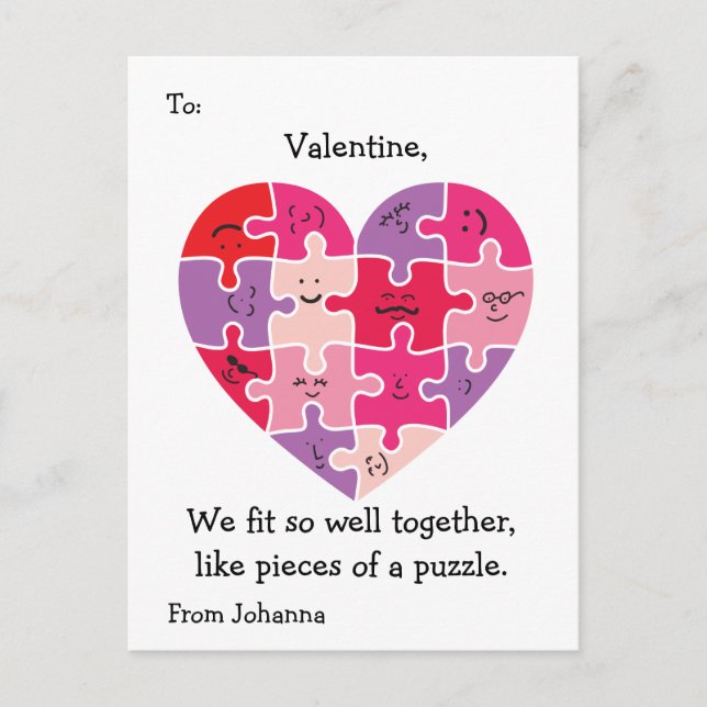 Valentine Cartes de classe Autisme Coeur (Devant)