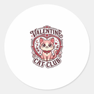 Valentine Cat Funny Cat Lover Design - Valentine C Classic Round Sticker