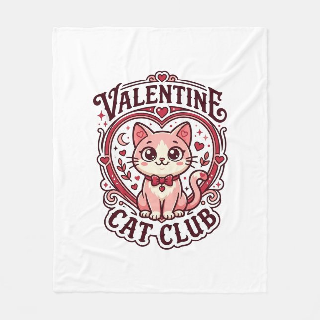 Valentine Cat Funny Cat Lover Design - Valentine C Fleece Blanket (Front)