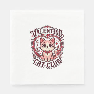 Valentine Cat Funny Cat Lover Design - Valentine C Napkin