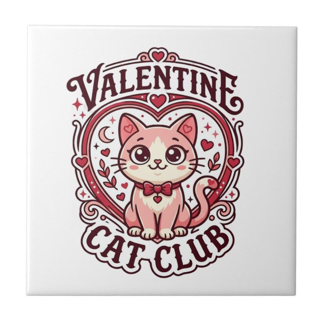 Valentine Cat Funny Cat Lover Design - Valentine C Tile (Front)