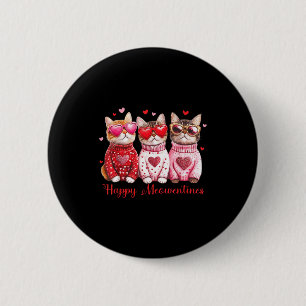 Valentine Cat Happy Meowentines Heart Valentines C 2 Inch Round Button