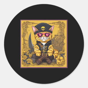 Valentine Cat Shirt Tab  Classic Round Sticker