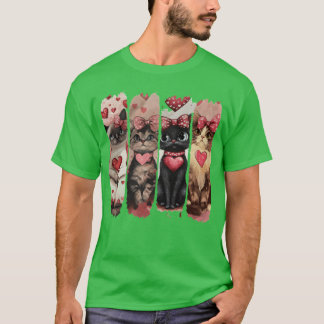 Valentine Cat Valentine Heart Love Cat Valentine v T-Shirt