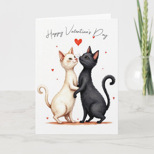 Valentine Cats Dancing Card (Front)