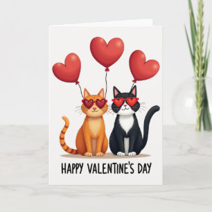 Valentine Cats Heart Glasses Card