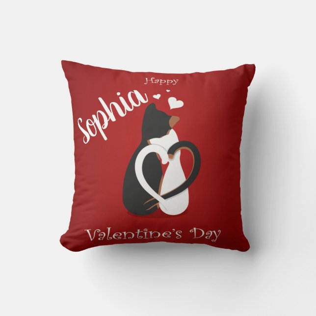 Valentine Cats in Love Custom Throw Pillow (Front)