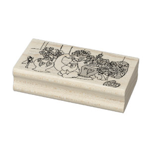 Valentine Cats Playing  Rubber Stamp