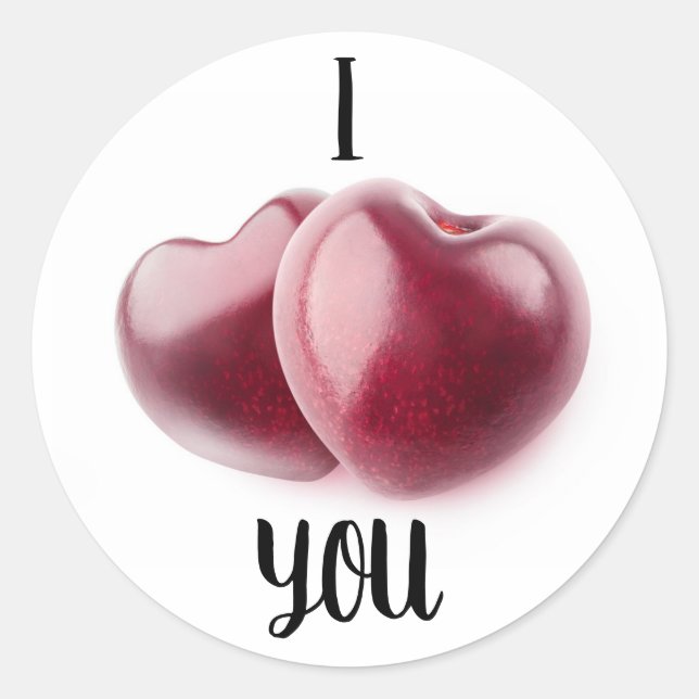 Valentine Cherries Classic Round Sticker (Front)