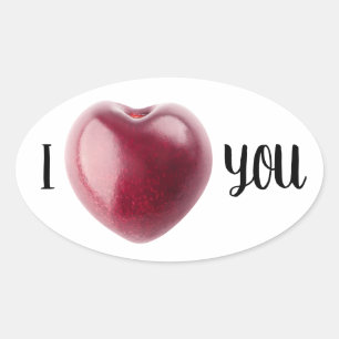 Valentine Cherry Oval Sticker