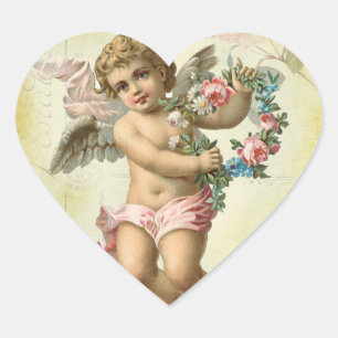 Valentine Cherub Heart Sticker