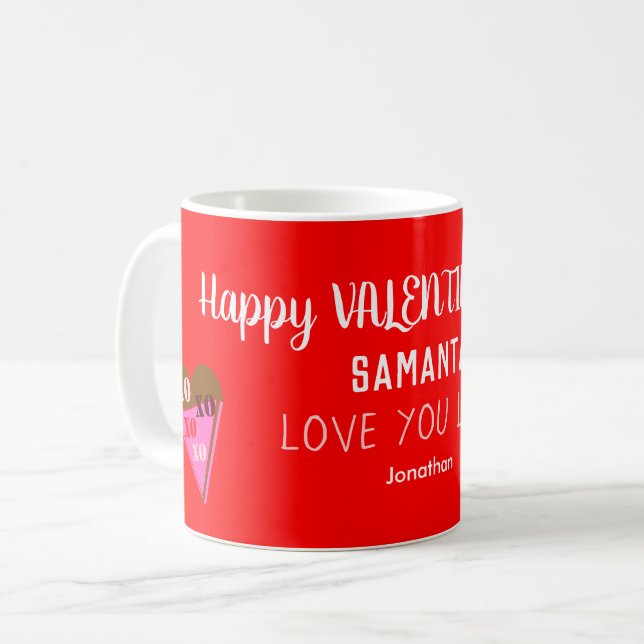 Valentine Chocolate Strawberry Heart Box Coffee Mug (Front Left)