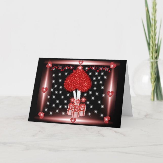 Valentine Christmas Tree Greeting Card (Front)