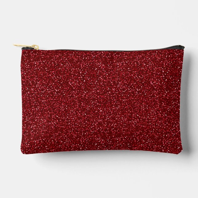Valentine Classic Trendy Red Glitter Accessory Pouch (Front)