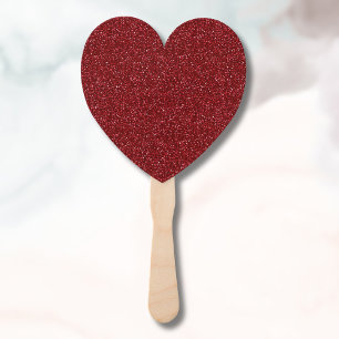 Valentine Classic Trendy Red Glitter Hand Fan
