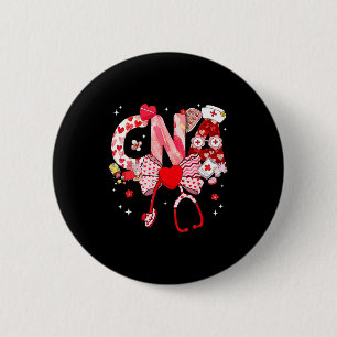 Valentine Cna Nurse Coquette Bow Stethoscope Girl 2 Inch Round Button